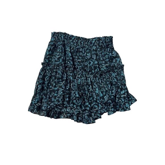 Misa Los Angeles Women's Teal Shimmer Marion Lurex Chiffon Mini Skirt XS NWT - Picture 2 of 6
